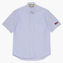 Gucci Embroidered Logo Short Sleeve Shirt Blue