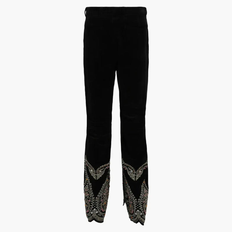 Gucci Embroidered Velvet Pants Black