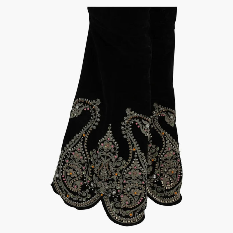 Gucci Embroidered Velvet Pants Black