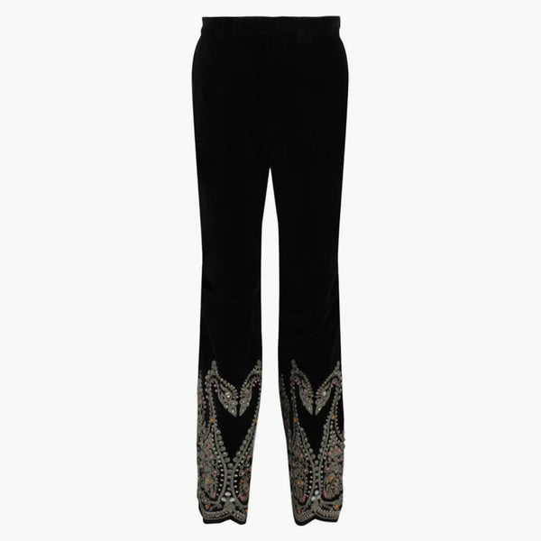 Gucci Embroidered Velvet Pants Black