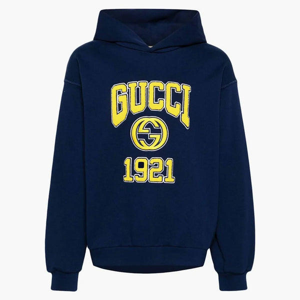 Gucci broderi logo hoodie marinblå blå