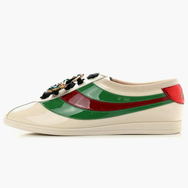 GUCCI FALACER PATENT STEAKER BIAŁY czerwony kryształ (damskie)