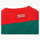 Gucci plstěný vlněný pruhovaný svetr červená/zelená
