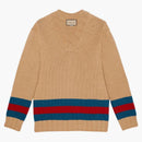 Gucci Fine Mohair Wool Magli palmato Camel/Red/Green