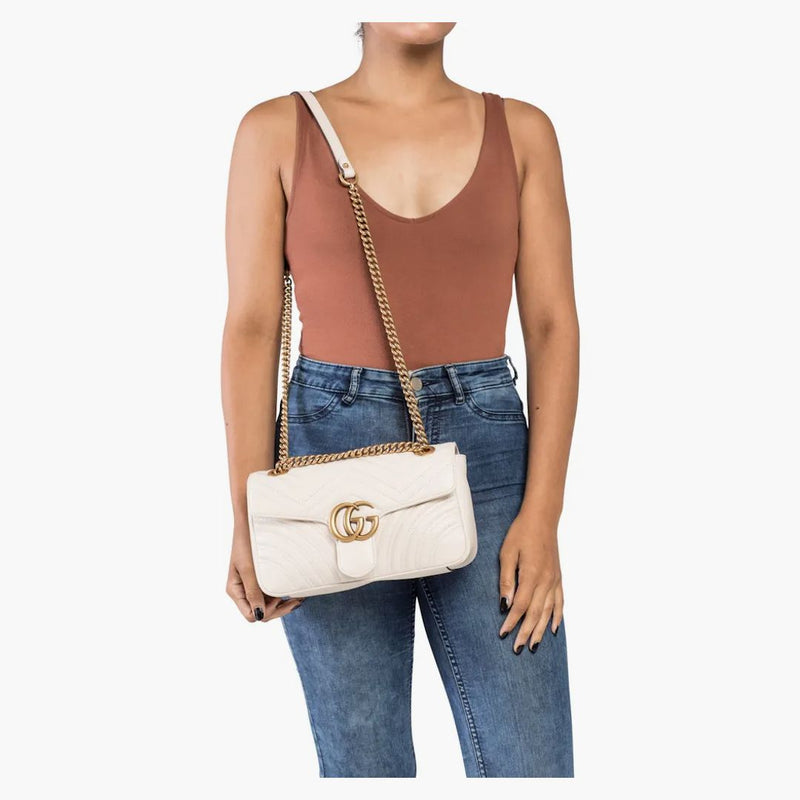 Gucci GG Marmont Small Matelasse Bag White