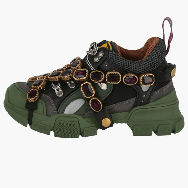 Gucci Flashtrek Sega Green Removable Crystal (Women's)