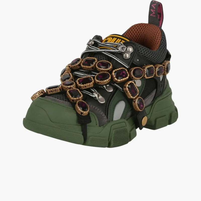 Gucci Flashtrek Sega Green Lovebable Crystal (Women's)