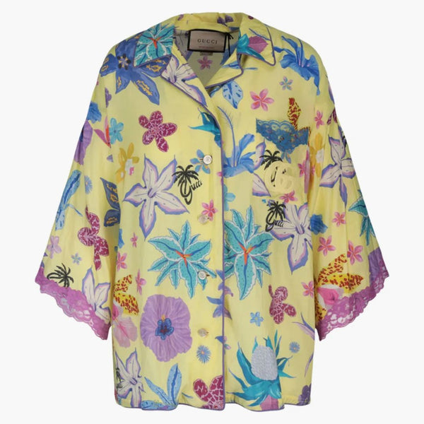Gucci Floral Colled Drop Show Shot Top Bulling Yellow