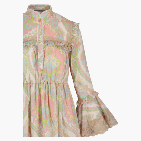 Gucci Floral Lace Maxi sukienka różowa