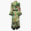Gucci Floral-Print Lace-Trim Muslin Dress Multi