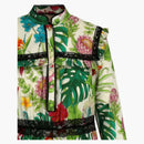 Gucci Floral-Print Lace-Trim Muslin Dress Multi