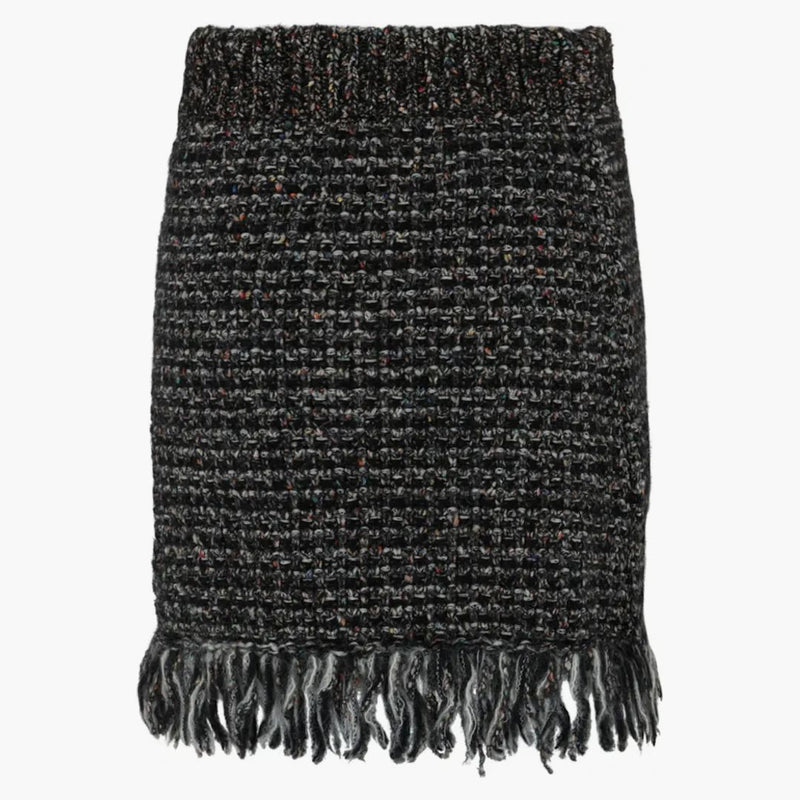 Gucci Fringe Tweed Mini sukně černá