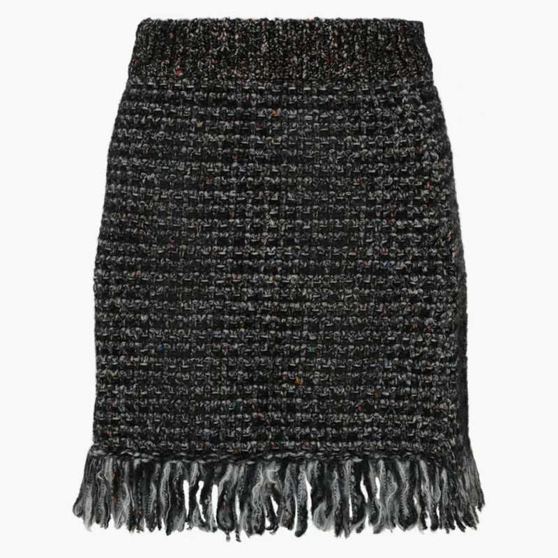 Gucci Fringe Tweed Mini sukně černá