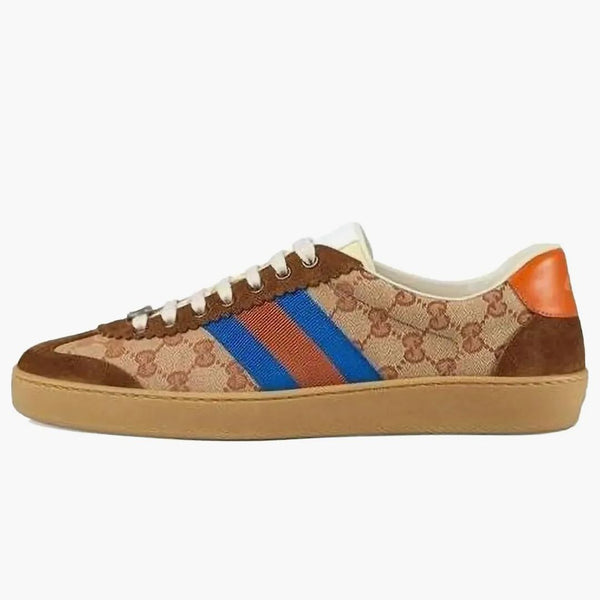 Gucci G74 Web Low Tenisky cihlové červené béžové