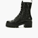 Gucci GG 70 mm prošívaná krajka Up Boots Black Leather