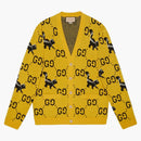 Gucci GG and Skunk Jacquard Wool Knit Cardigan Yellow/Black