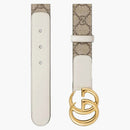 Gucci GG Belt Double G přezka 1 šířka pás bílá