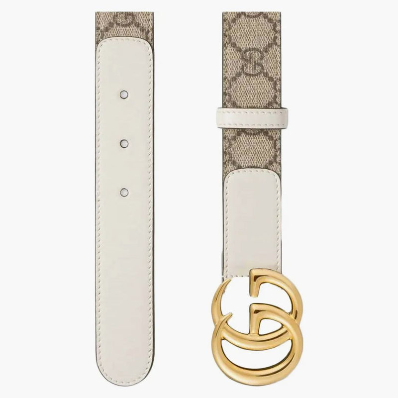 Gucci Gg Belt Double G Buckle 1 Width Belt White