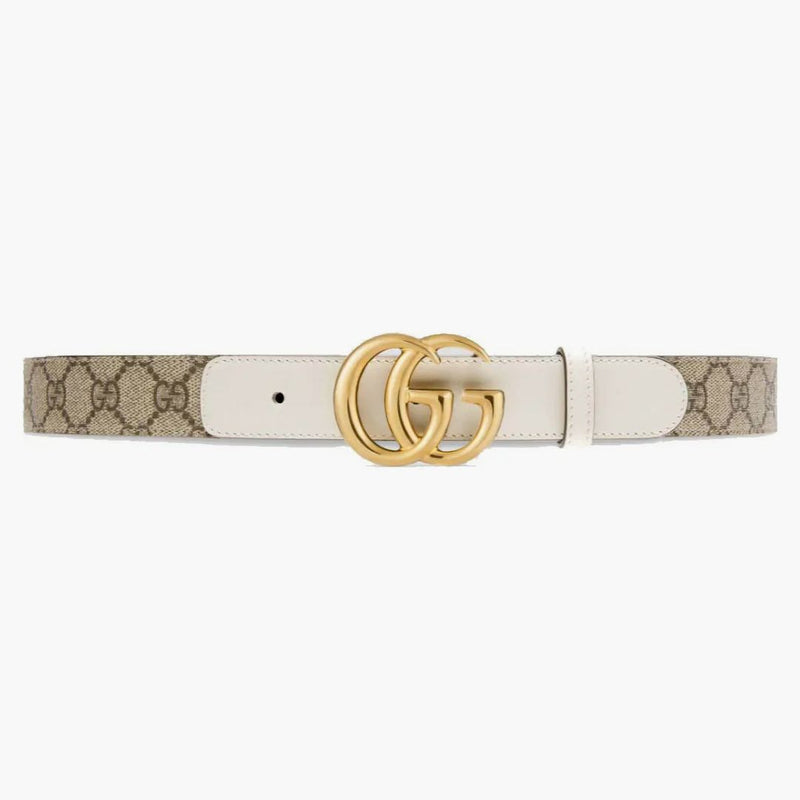 Gucci Gg Belt Double G Buckle 1 Width Belt White