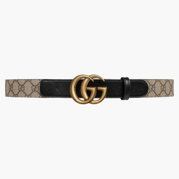 Gucci GG Belt Doble G Hebilla 1 Ancho Negro