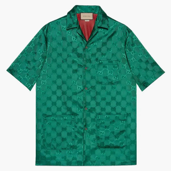 Gucci GG Canvas Nylon Bowling Shirt Green