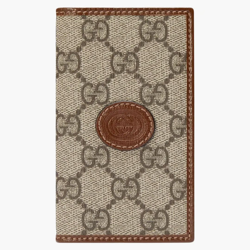 Gucci GG Card Case with Interlocking G GG Supreme Beige/Ebony
