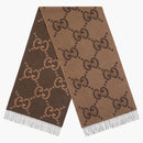 Gucci GG Cashmere Jacquard Scarf Beige/Dark Brown