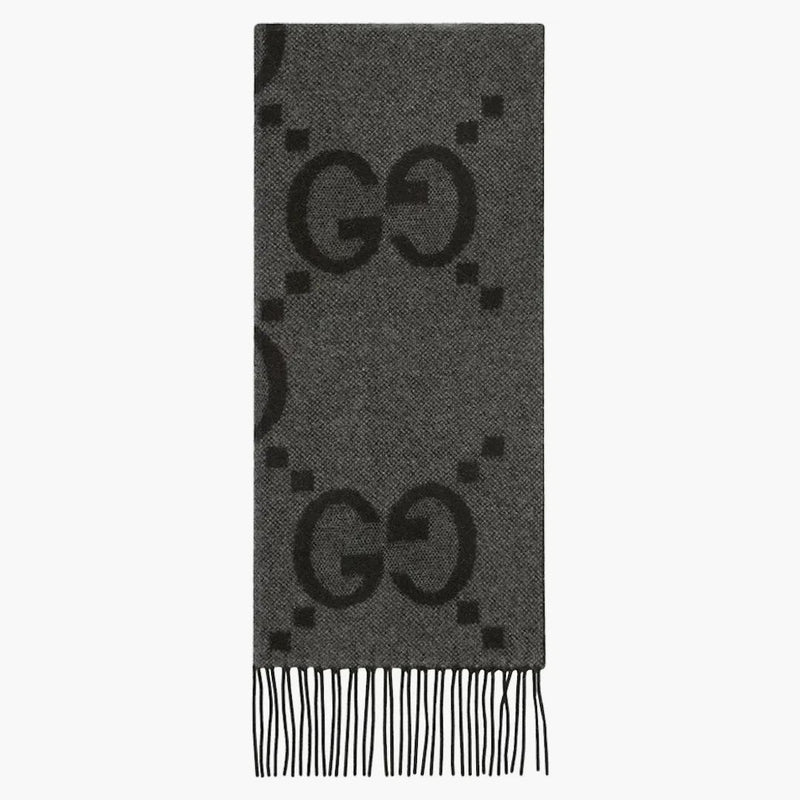 Gucci gg cashmere jacquard sciarf scuro grigio/nero