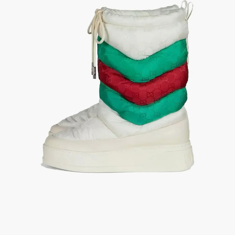 Gucci GG Chevron Boots White Green Red (Women's)