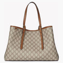 Gucci Gg Emblem Medium Tote Bag Beige/dark Brown