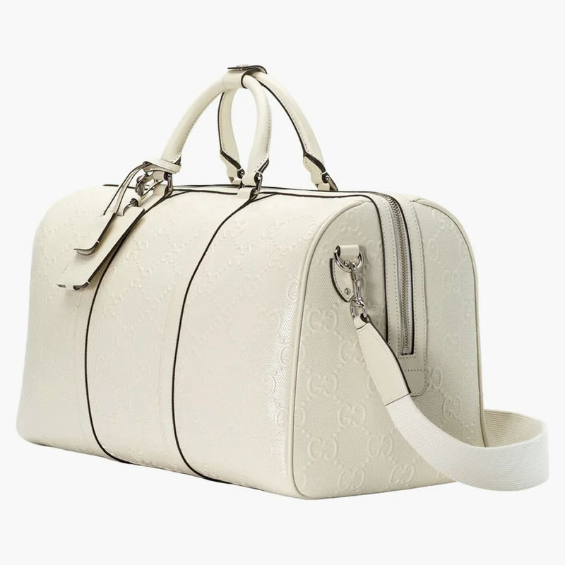 Gucci GG Embossed Duffle Bag White