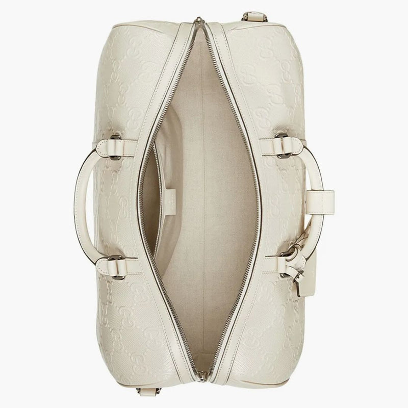 Gucci GG Embossed Duffle Bag White