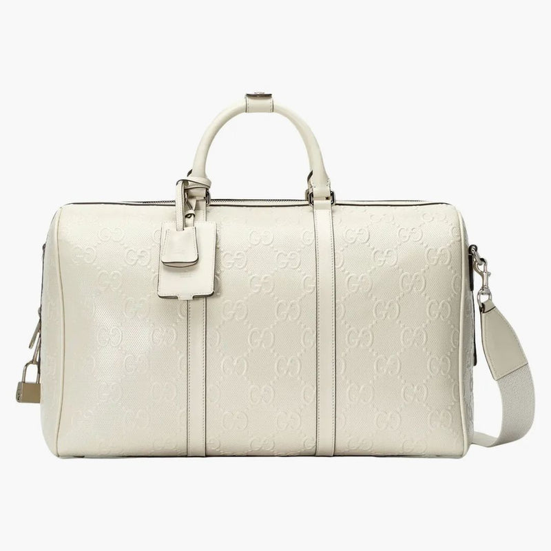 Gucci GG Embossed Duffle Bag White