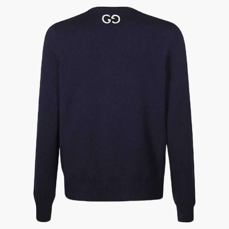 Gucci gg haftowane logo sweter granatowy