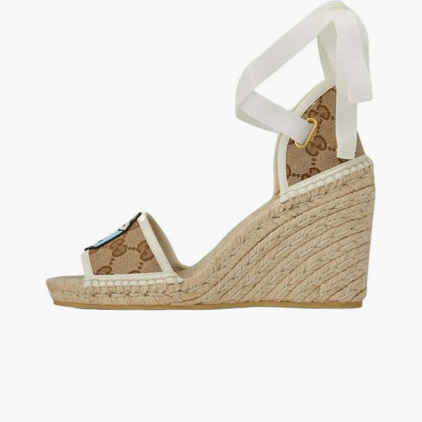Gucci gg espadrille z łatką beżową białą (kobiety)