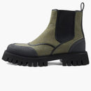 Gucci GG Jacquard Canvas Ankle Boots Olive Black