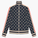 Gucci Gg Jacquard Cotton Jacket Blue/ivory