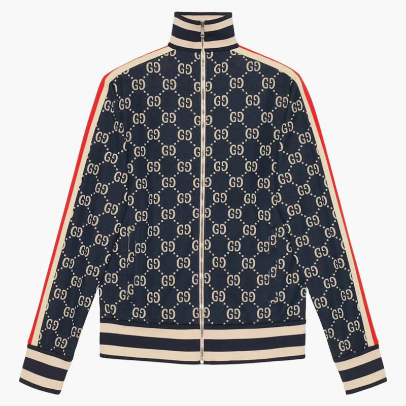 Gucci GG Jacquard Cotton Jacket Blue/Ivory
