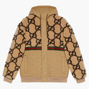Gucci GG Jacquard Oversized Hooded Wool Jacket Beige/Ebony/Green/Red