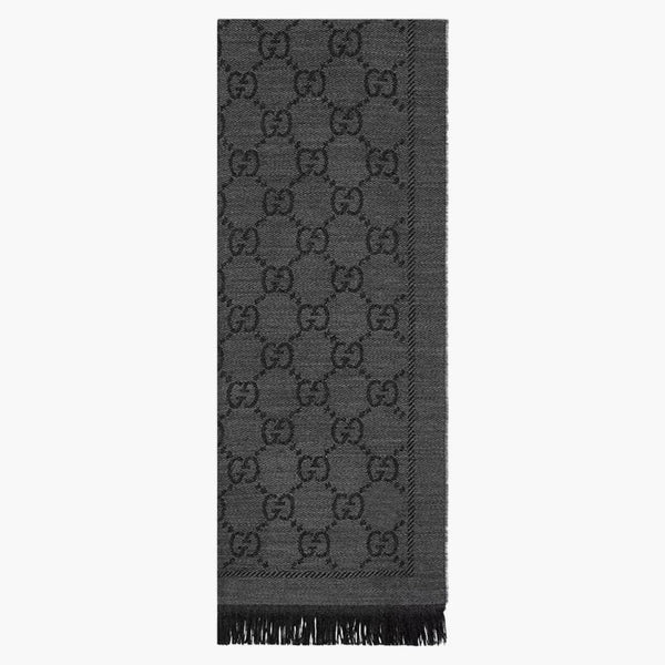 Gucci gg jacquard mönster stickad halsduk grå