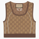 Gucci GG Jersey Jacquard Crop Top Beige