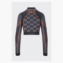 Gucci GG Jersey Jacquard Cropped Top Black/Orange