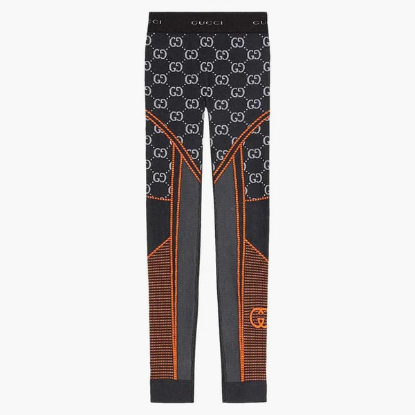 Gucci Gg Jersey Jacquard Leggings Black/orange