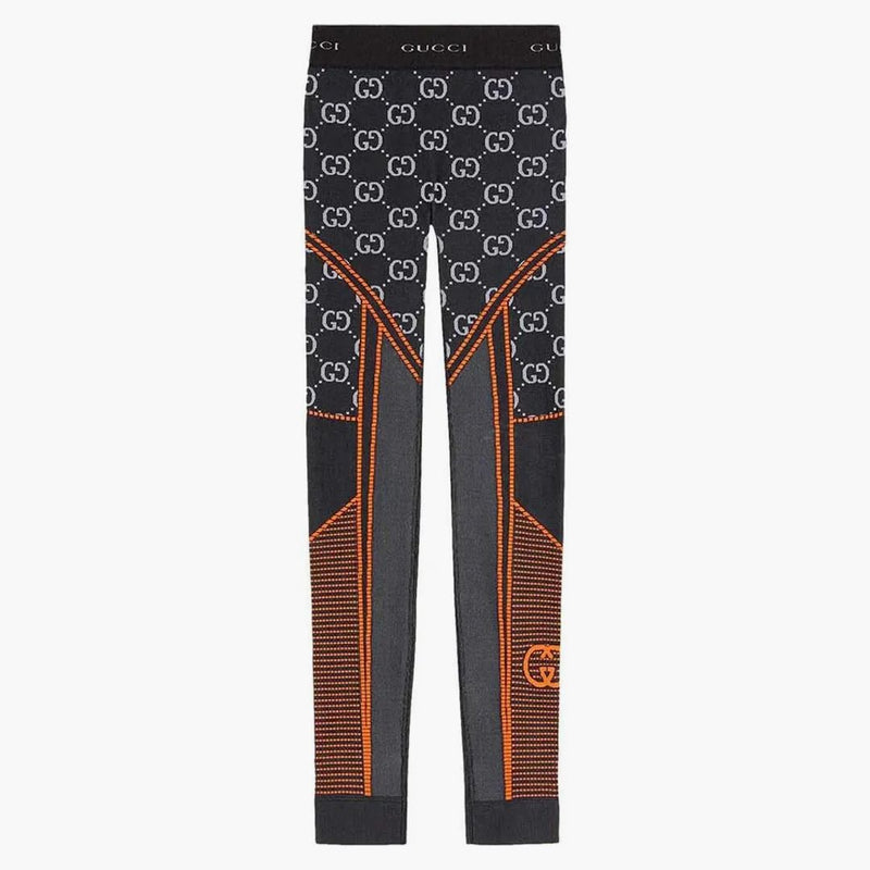 Gucci Gg Jersey Jacquard Leggings Black/orange