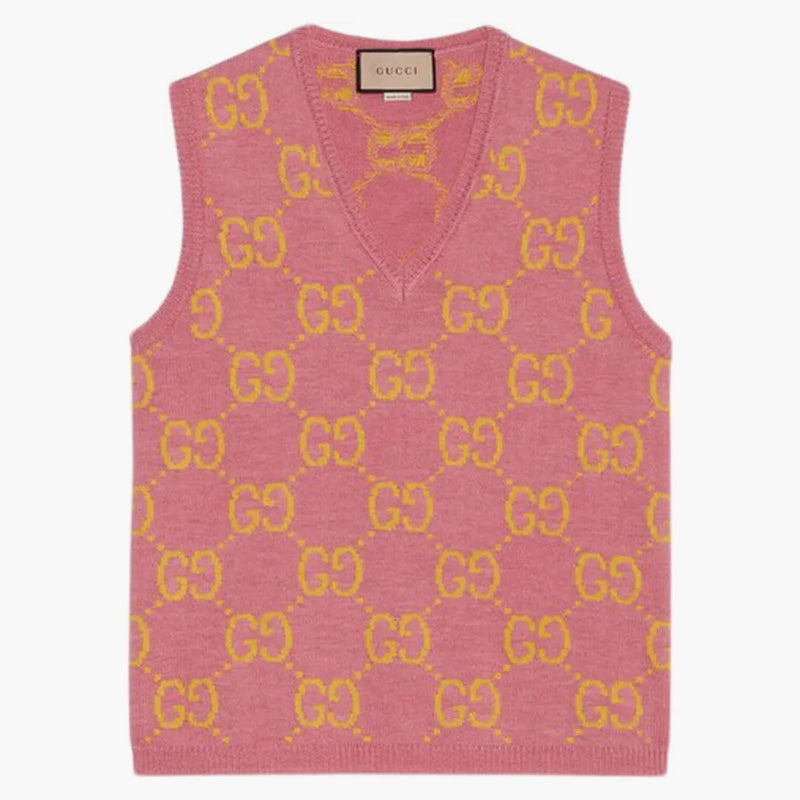 Gucci GG Knitted Wool Vest Pink/Yellow