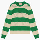 Gucci GG Lace Striped Knit Sweater Green