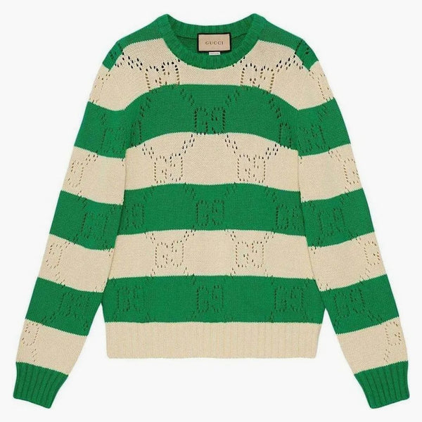 Koronkowy sweter w paski Gucci GG