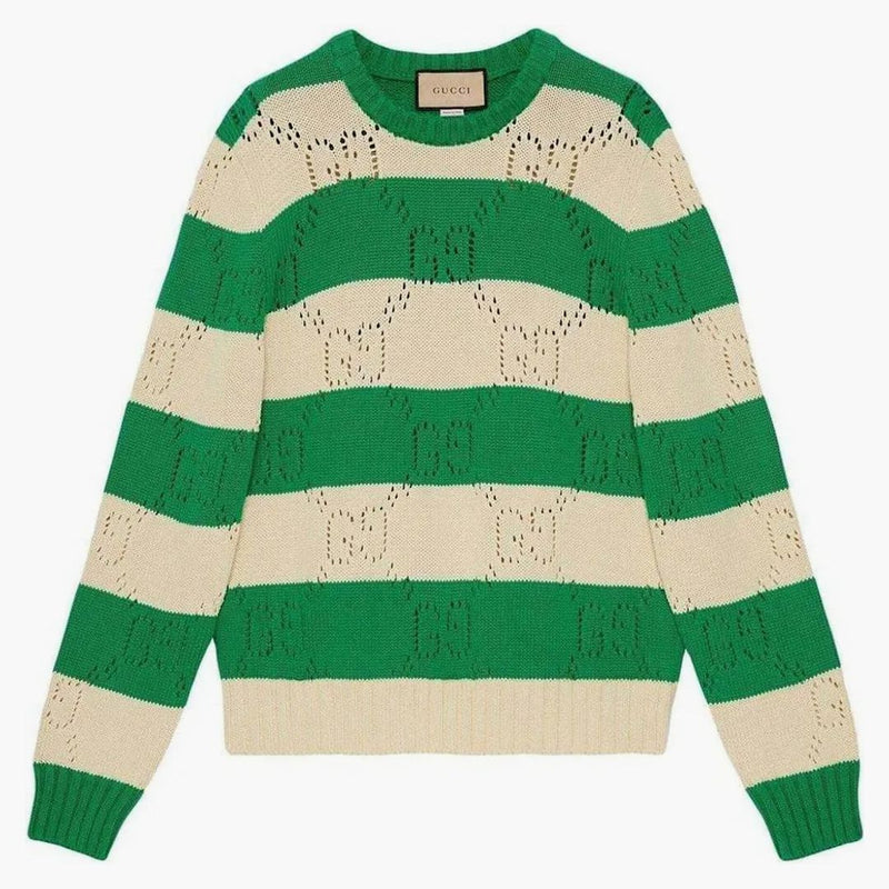 Koronkowy sweter w paski Gucci GG