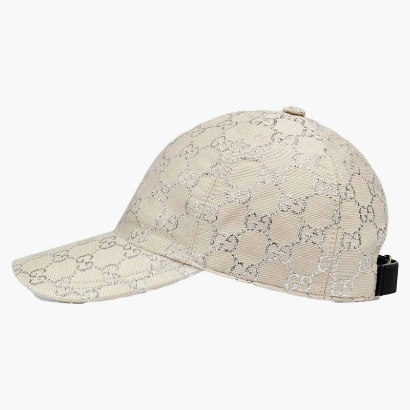 Gucci Gg Lame Baseball Hat White/silver
