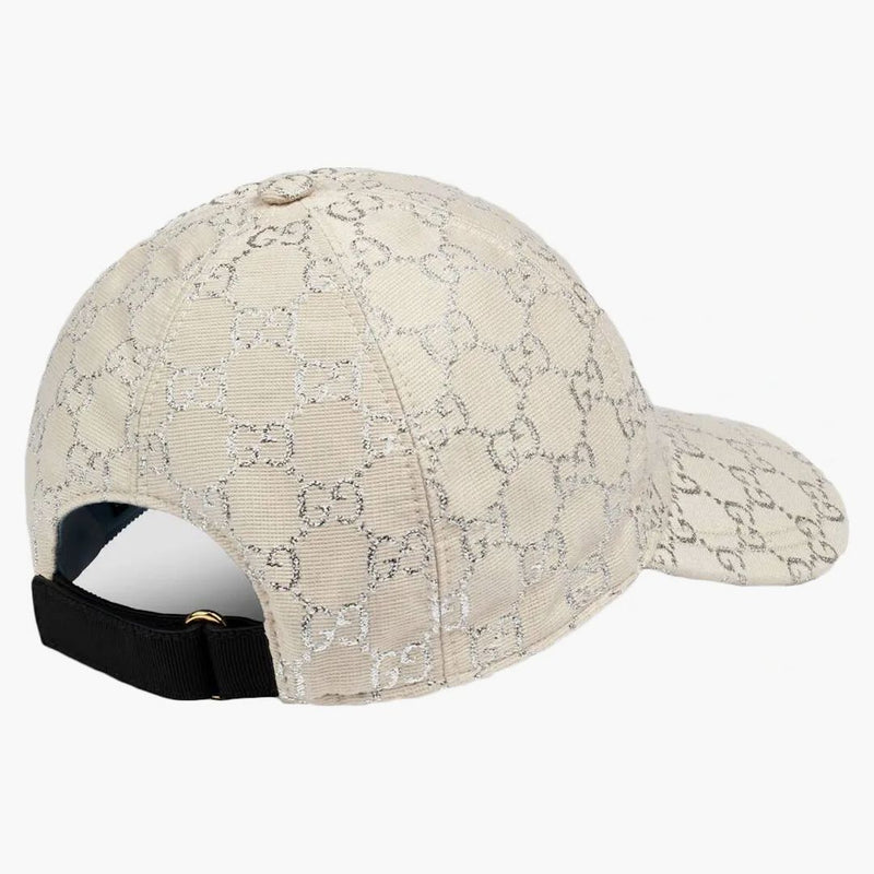 Gucci Gg Lame Baseball Hat White/silver